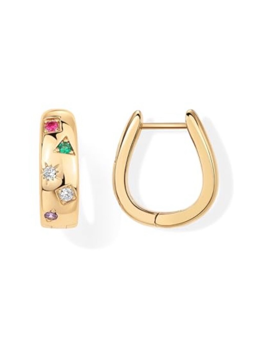 14k Gold Plated 925 Sterling Silver Posts Chunky Huggie Earrings For Women New